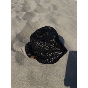 NWOT Black Crochet Bucket Hat